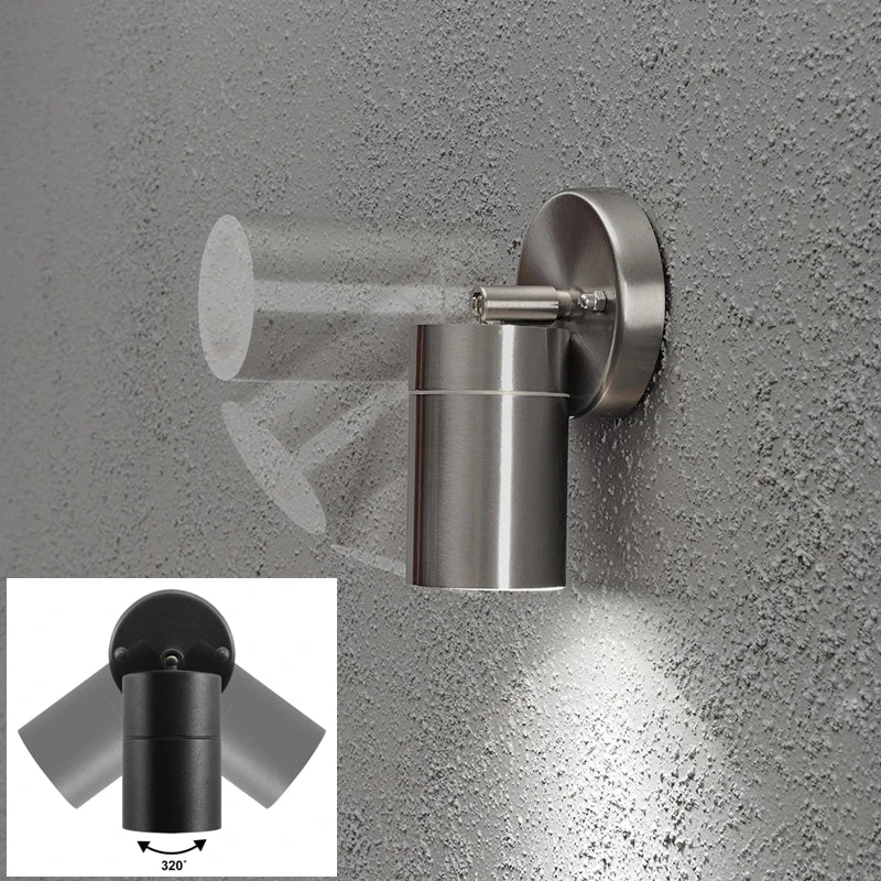 projecteur led mural extérieur noir argenté ip65 moderne surface monté verre trempé
