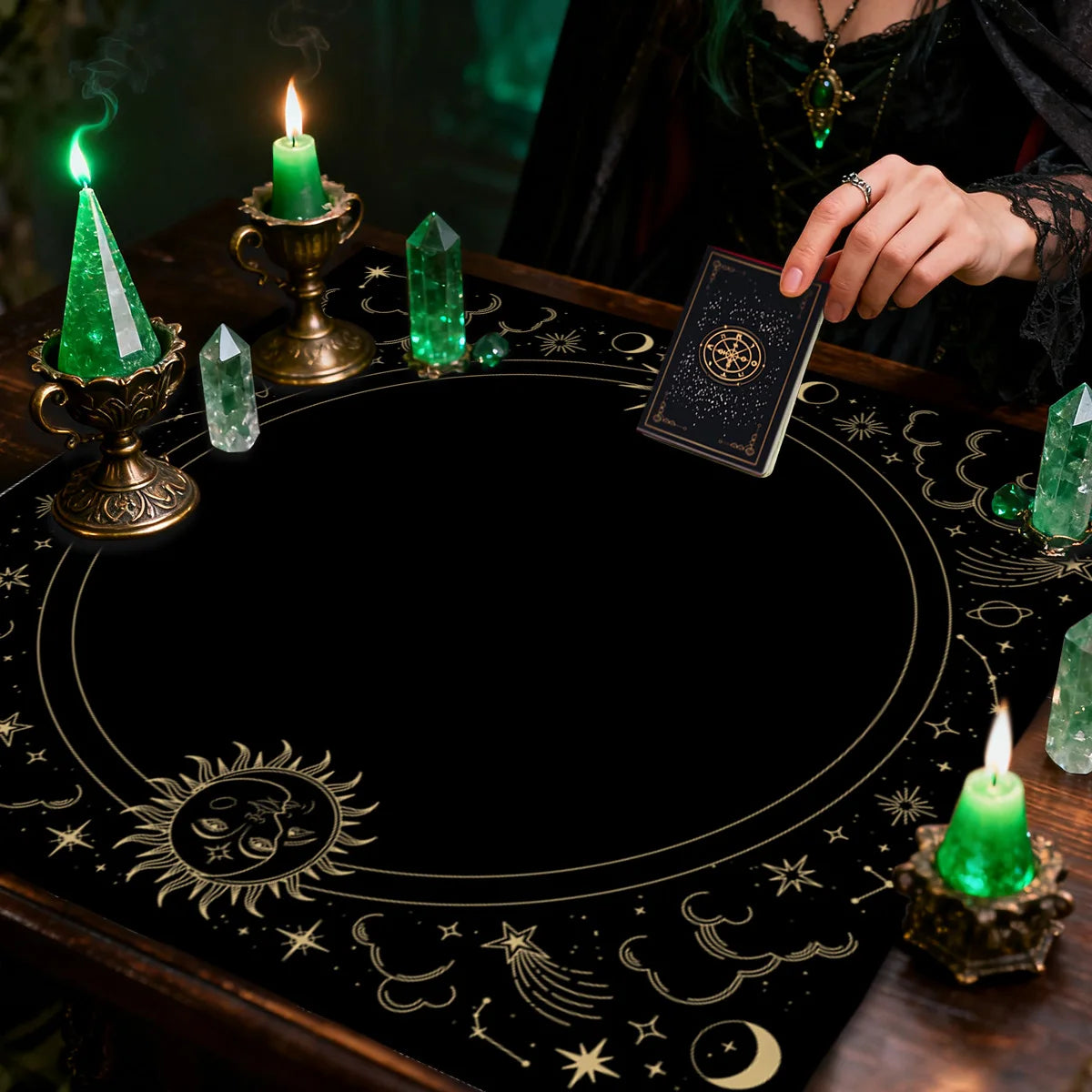 tapis astrologiques motifs magiques tarot divination esoterique decoratif quartz amethyste