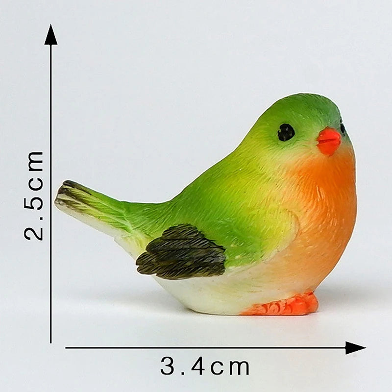 statue oiseau cartoon mignon résine peluche brillante couleurs variées blanc rose verte bleue jaune