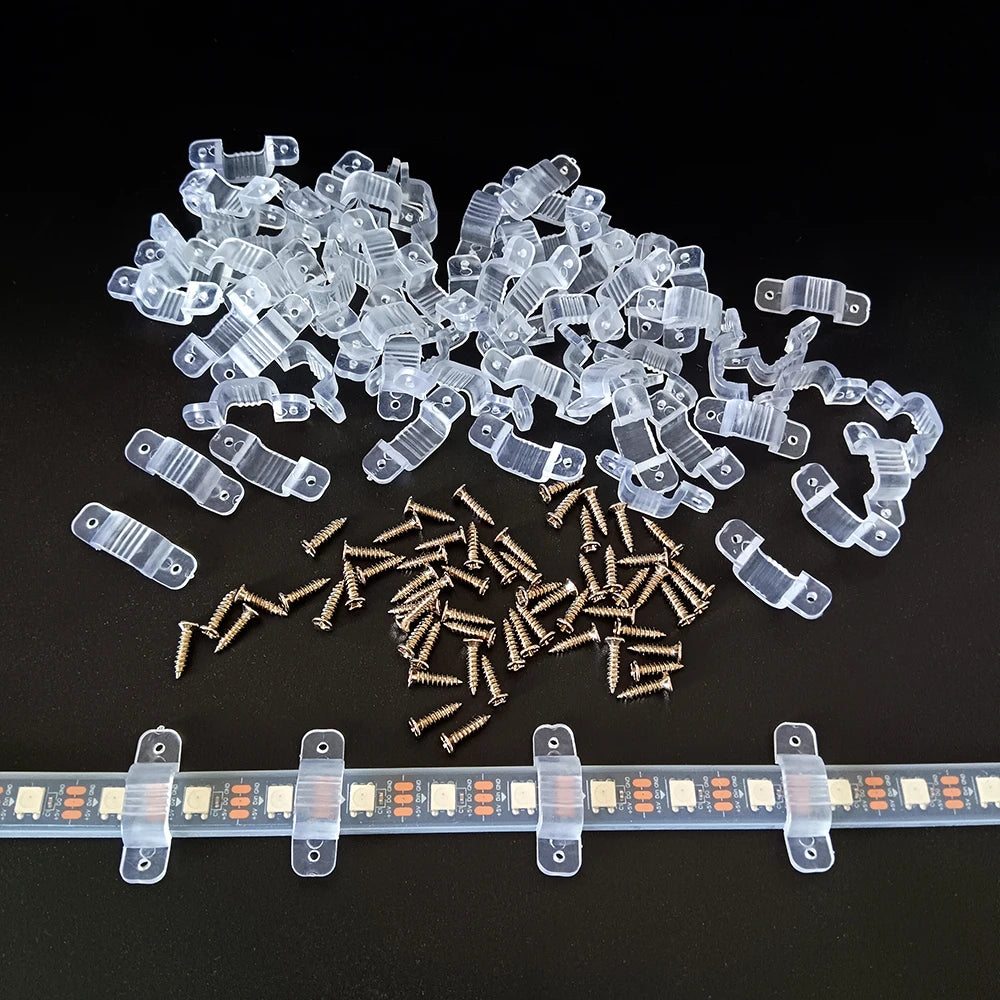 clips bandes lumineuses transparents rainurés 10mm 12mm 14mm 16mm silicone qualité haute