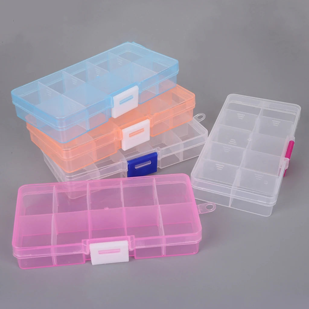 boîtes rangement transparentes plastique clips fermeture modernes pratique bijoux 10 15 grilles