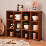 étagère modulaire bois naturel moderne 12 compartiments vases céramique bougies figurines boîte thé tasse