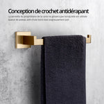 porte serviette mural salle bain moderne doré mat acier inoxydable fixation vis murale