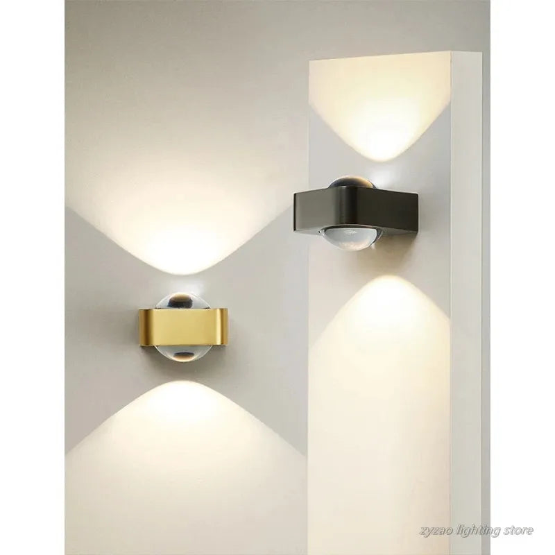 appliques murales modernes deux led noir doré éclairage cuisine chambre minimaliste fixées mur