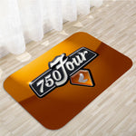 tapis moderne orange noir blanc rouge logo moto motifs floraux antidérapant polyester