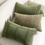 coussins décoratifs modernes nordique vert olive motif plissé texture polyester 45x45cm