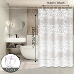 rideau douche blanc moderne motifs fleurs anneaux plastique opaquant 120x180cm