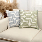 taies d'oreiller polyester jacquard motifs ondulés couleurs neutres moderne ornementales 45x45cm douces