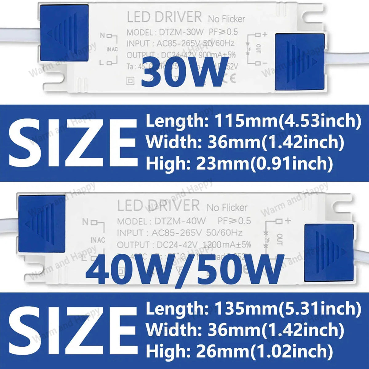 adaptateur alimentation led 10w 20w 30w 40w 50w transformateur éclairage dc2442v ac85265v panel light
