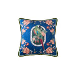 housse coussin imprimée perroquet oiseaux fleurs polyester coton lit carré vintage bleu vert rose