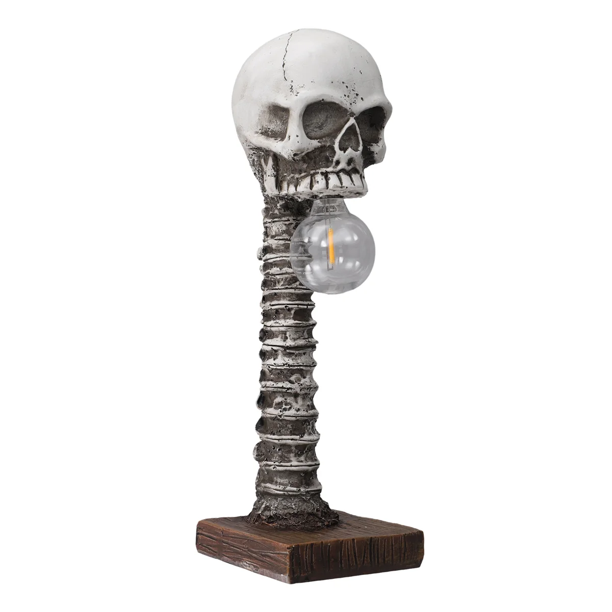 lampe table crâne squelette vertèbres résine noire grise blanche halloween gothique vintage