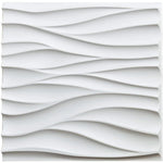 décoration murale moderne panneau 3d blanc rayures ondulées pvc autoadhésif intérieur 30x30cm