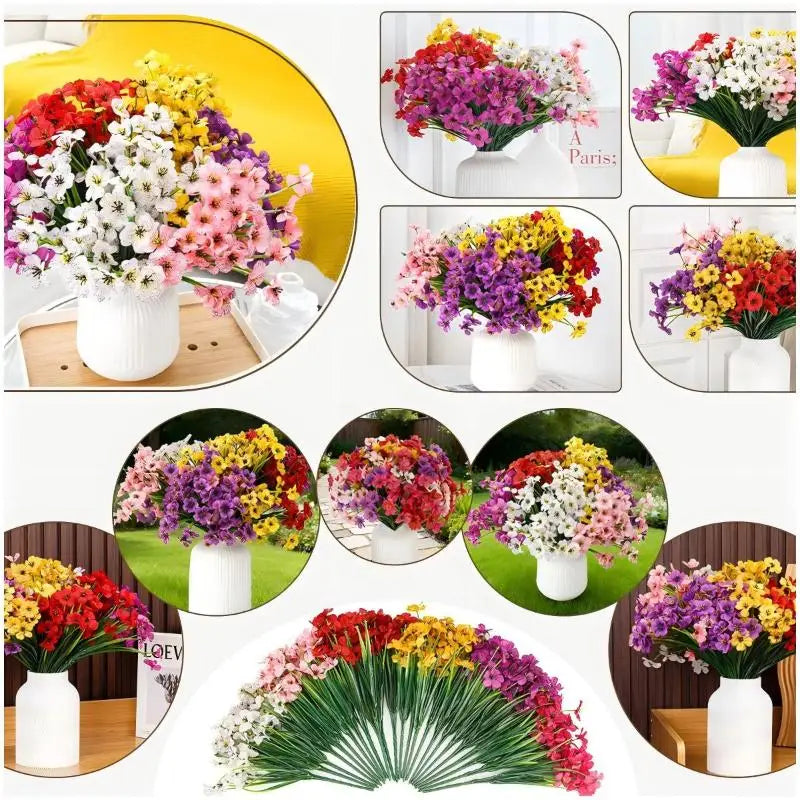 bouquets fleurs artificielles violettes rouge rose jaunes blanches decoration maison moderne minimalisteintérieur