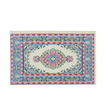 petit tapis miniature maison poupee beige motif floral traditionnel decoration interieur miniature