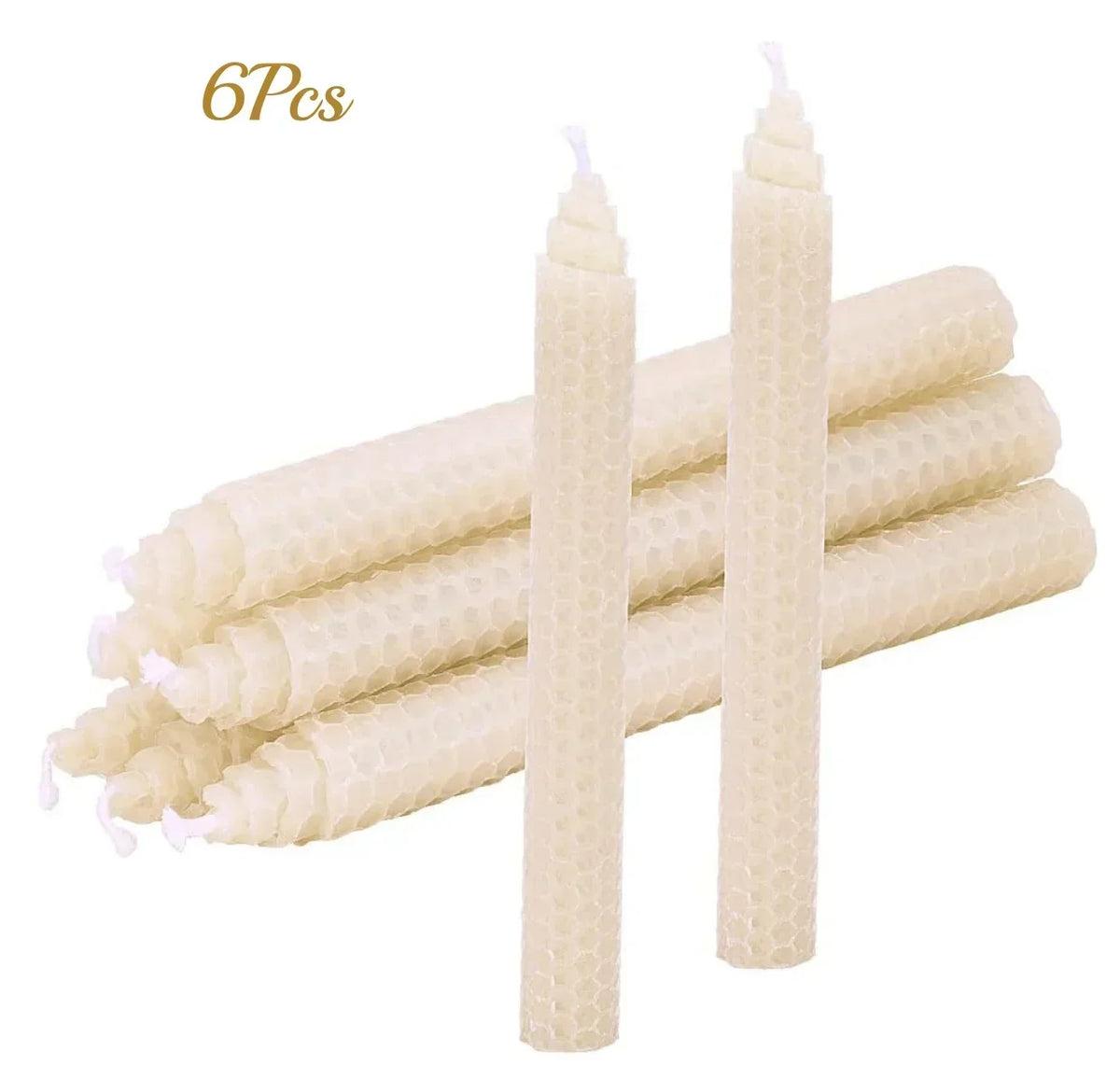 bougies coniques cire d'abeille hexagone jaune sans fumée decoration table classique maison