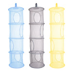 Panier de rangement suspendu 4 niveaux pliable en polyester gris clair