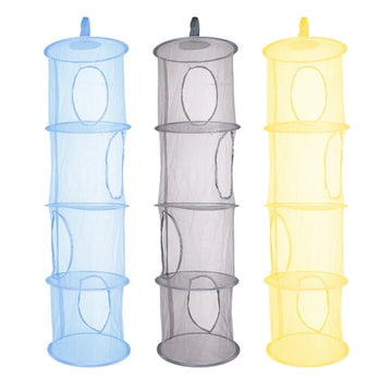 Panier de rangement suspendu 4 niveaux pliable en polyester gris clair