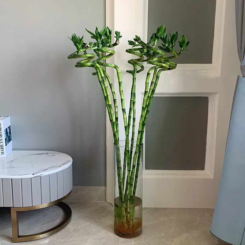 Bambou porte-bonheur artificiel vert 110cm dans un salon moderne