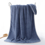 serviette bain rapide absorbante rose bleu rayée lavable tricotée anneléescrição