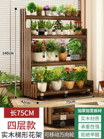étagère bois moderne plantes intérieur extérieur balcon roulettes 110cm 140cm 42cm multiples niveaux contemporain