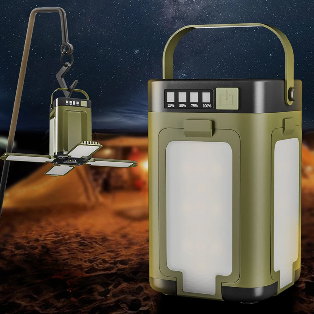 lanterne solaire rechargeable vert olive moderne poignée usb interrupteur camping