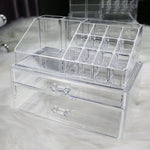 organisateur bijoux boîte transparente moderne poignées plastique grande taille cosmétiques maquillage soins peau