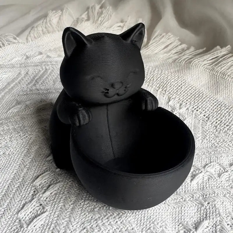 cache pot forme chat texture cuir noir blanc gris moderne minimaliste succulentes fleurs cactus
