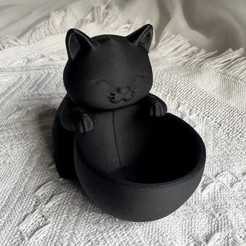 cache pot forme chat texture cuir noir blanc gris moderne minimaliste succulentes fleurs cactus
