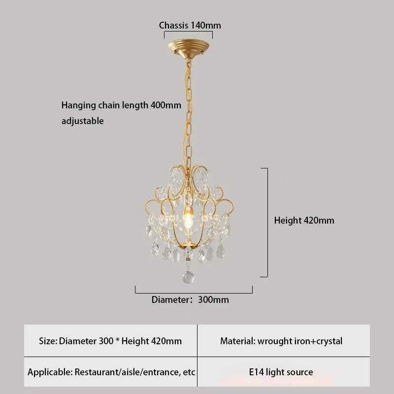 lustre pendentif cristal doré filigrane classique restaurant chambre salon lumière blanc neutre chaleureuse