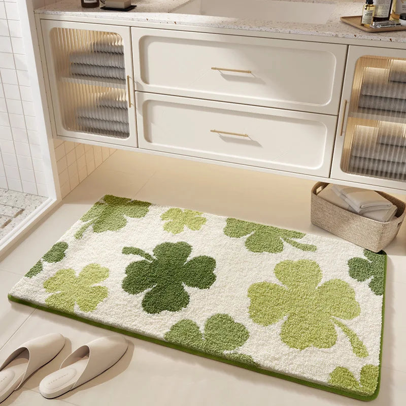tapis bain fleurs coeurs arc ciel moderne doux absorbant imperméable antidérapant polypropylène polyester