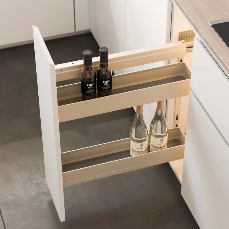 étagère cuisine moderne beige clair compartiments texturés clips métalliques rangement efficace aluminium save space
