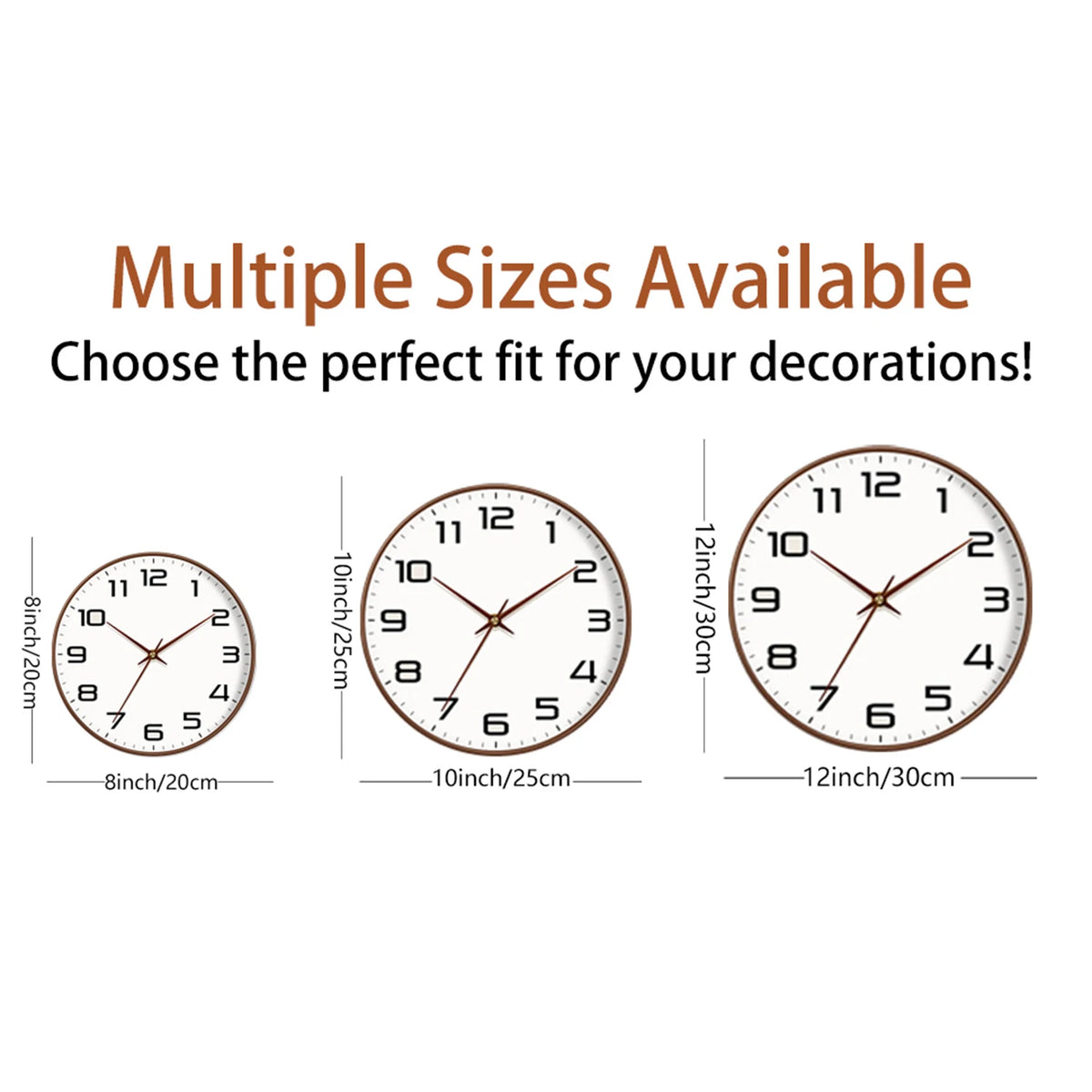 horloge murale moderne aiguille quartz blanc marron doré inch 10 inch 12 inch minimaliste