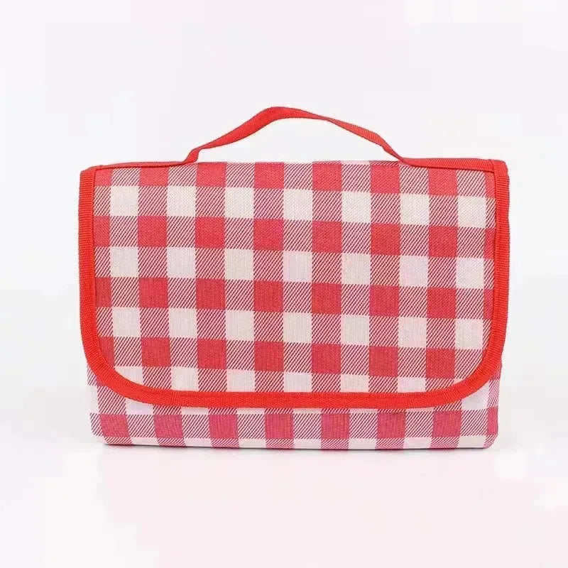 serviette pique nique jaune carreaux moderne portable velcro sac rangement
