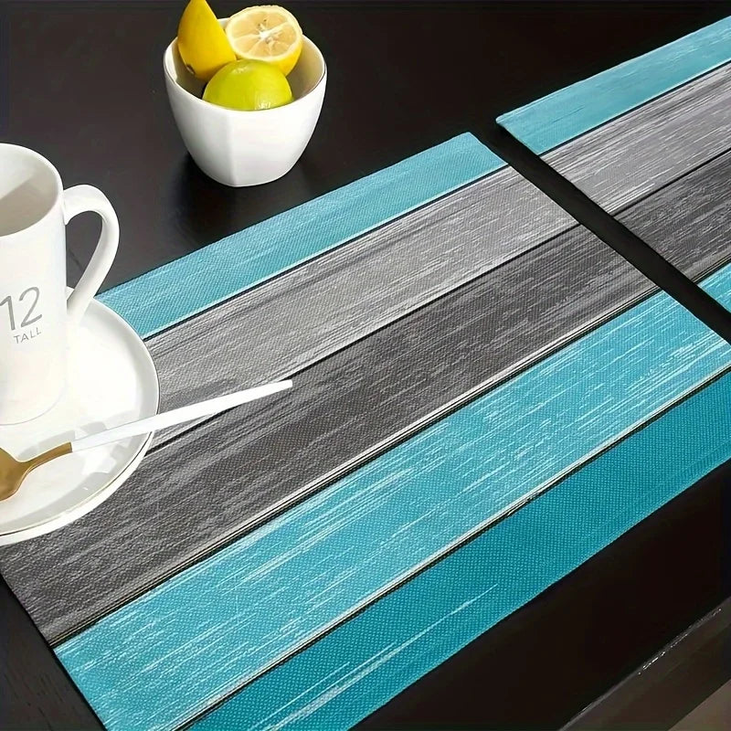 tapis table moderne rayés bleu gris résistants l'eau pièces 30x45cm minimaliste