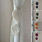 rideau boho feuilles coeur tissage main blanches couleurs variées transparent artisanal