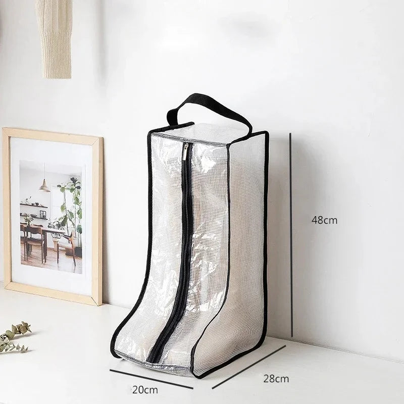sacs rangement chaussures noir beige fenêtre transparente pratique moderne poignées