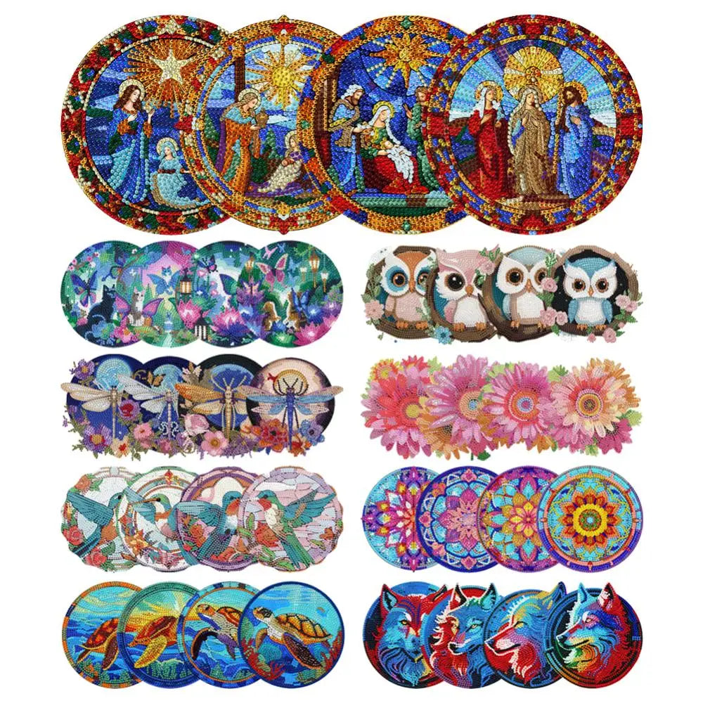 Napperon en bois avec motif colibri détaillé peinture diamant