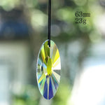 pendants cristal vert bleu jaune arc ciel facettes brillantes modernes transparents anneaux noirs 63mm