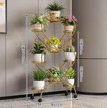 présentoir fleurs moderne blanc doré géométrique 102cm hauteur 65cm largeur