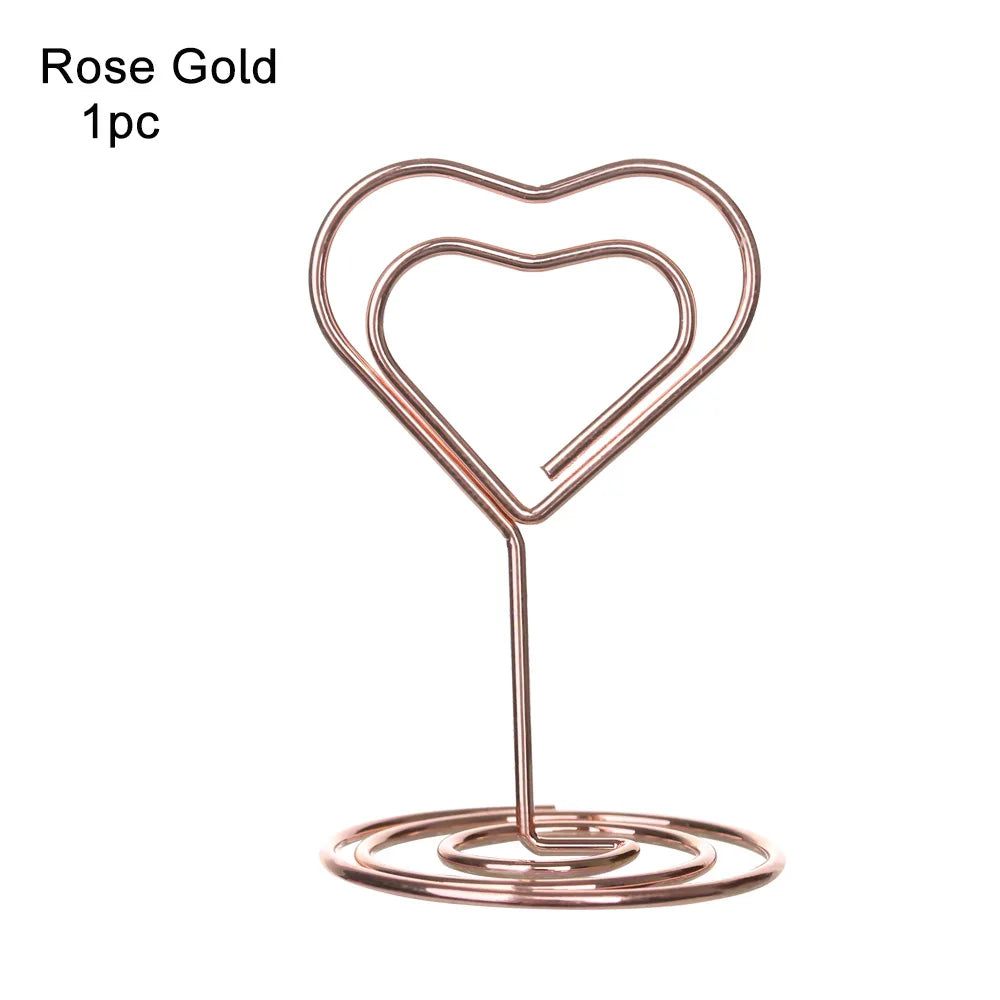 pinces papier cœur diamant moderne or rose argenté métal décoratif cartes notes support