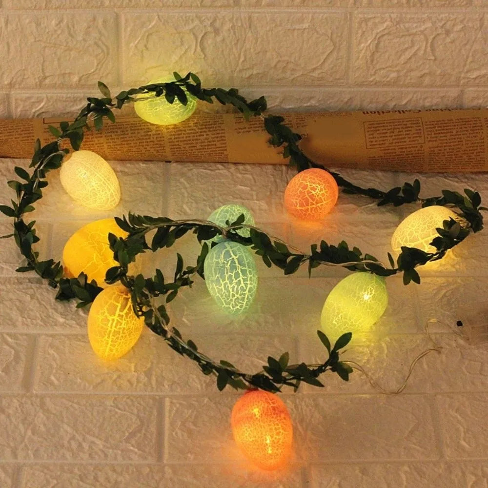 guirlande lumineuse led blanc jaune orange vert texture craquelée moderne pâques anniversaire noël festive