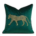 housse coussin brodée léopard velours élégante noir vert décorative maison voiture 45x45cm 30x50cm fixations