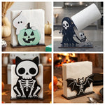 porte serviettes halloween fantôme citrouille squelette clips decoration table blanc noir orange
