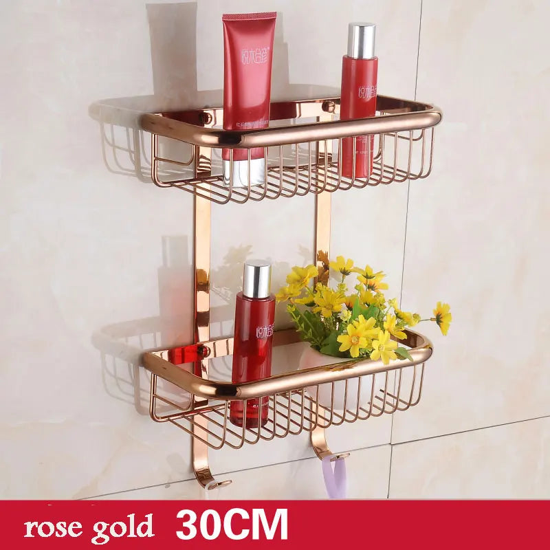 étagère salle bain double niveau or chrome moderne minimaliste clips inclusion vis écrous