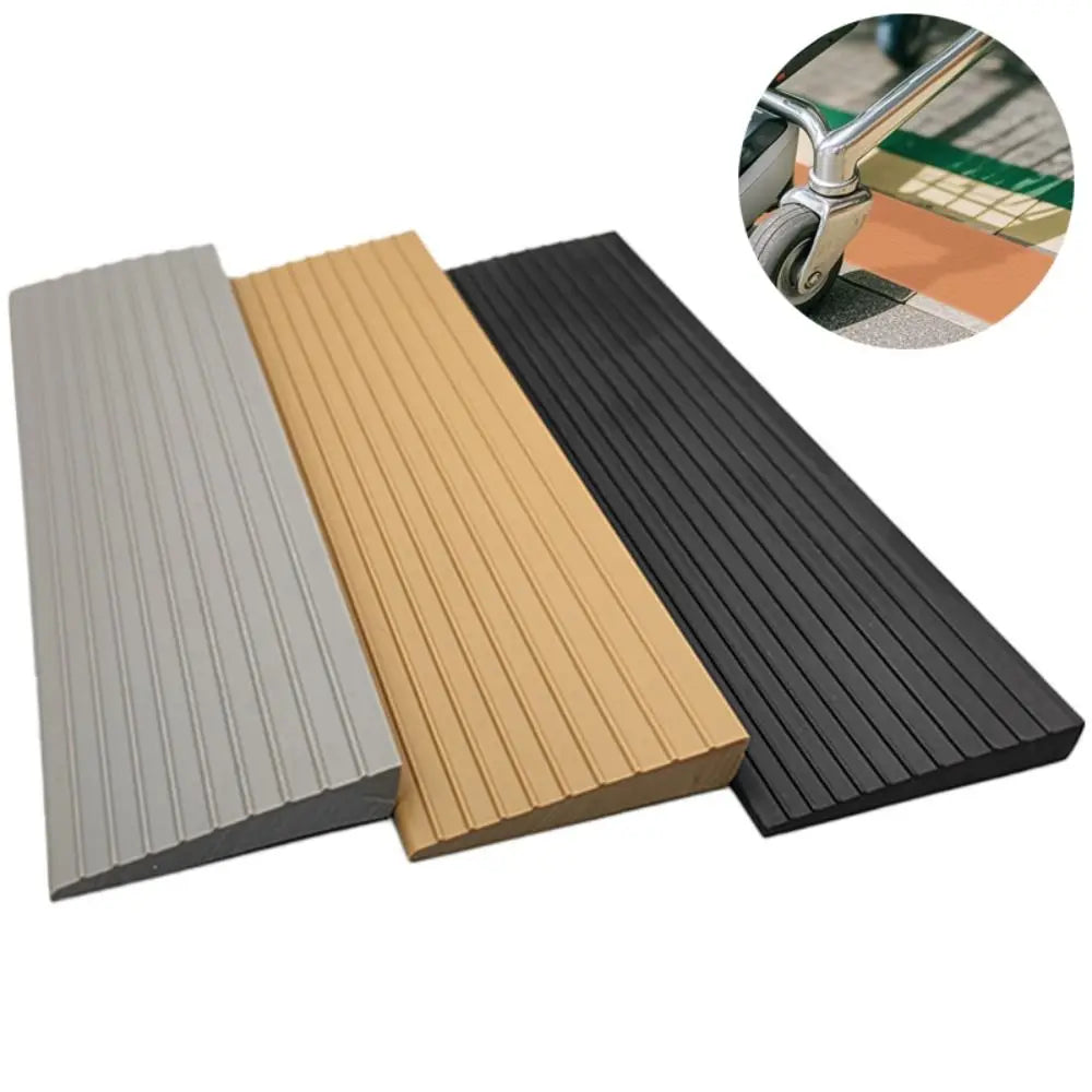 tapis seuil adhésif gris noir rayures moderne 60cm large 80mm épais