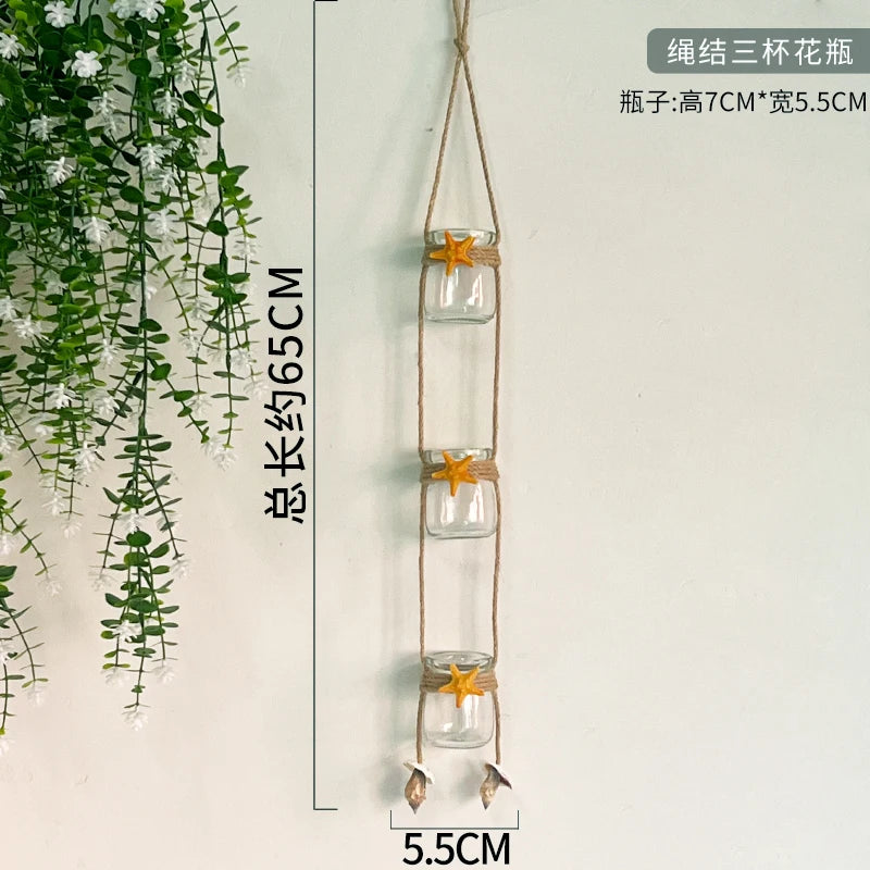 vases suspendus transparents vintage coquillages étoiles rustiques éléments naturels