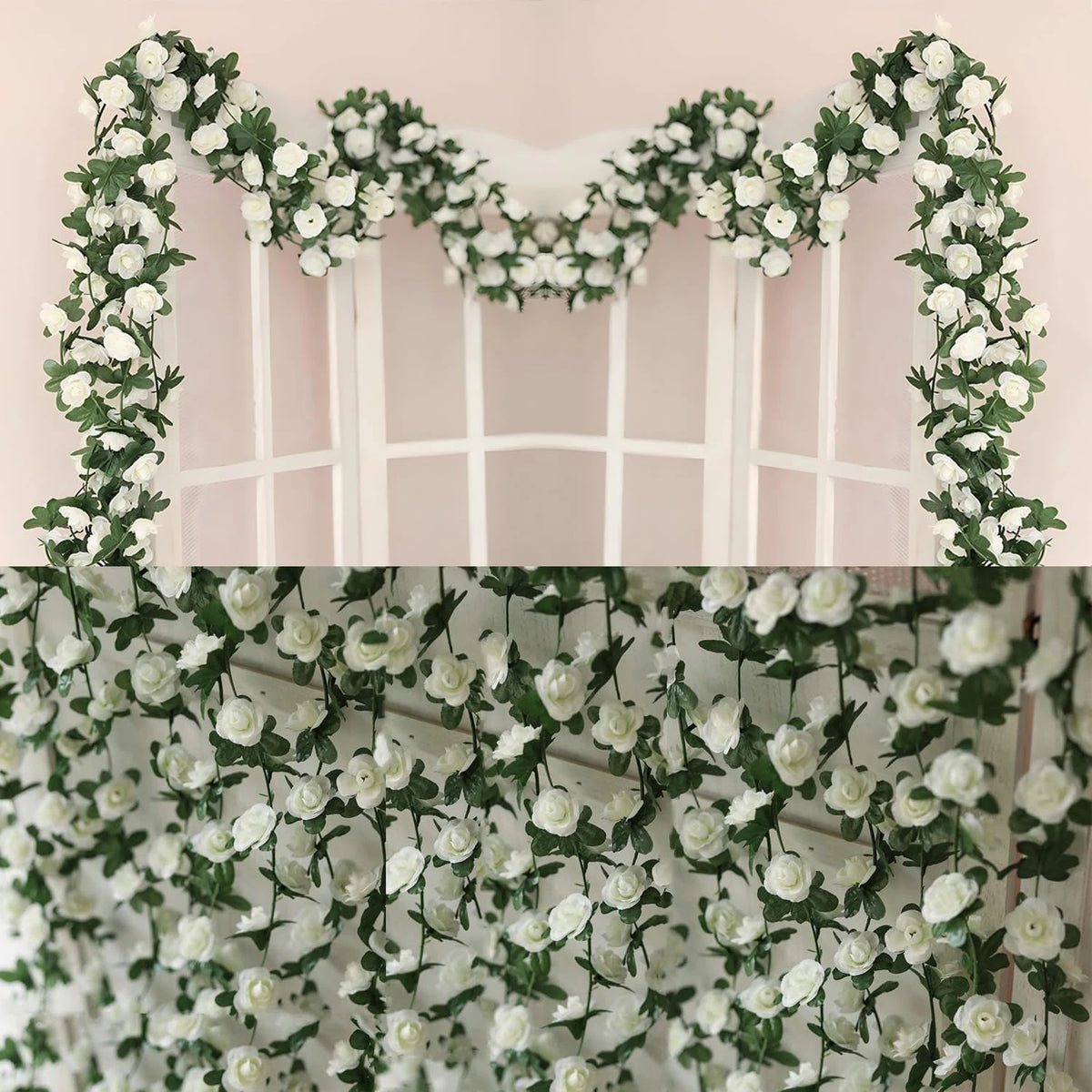 guirlande fleurs artificielles roses soies intérieur mariage anniversaire décoration romantique chambre salon