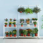 étagère plantes bois métal roulettes meuble jardin intérieur blanc moderne