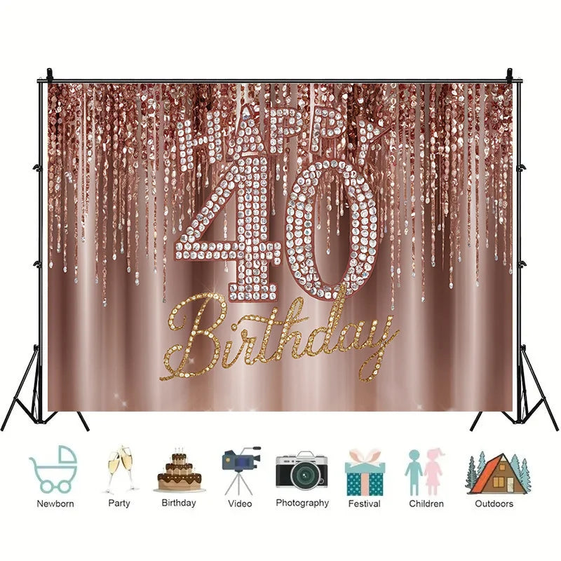 fond célébration anniversaire rose gold paillettes lettres dorées élégant occasion fête mariage