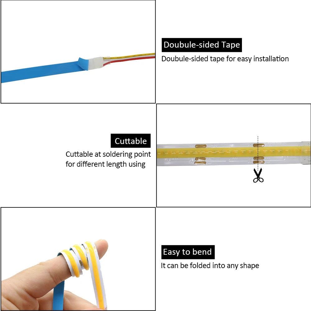 ruban led flexible 608 leds 2700k 6500k adhésif double face connecteurs câbles modernes